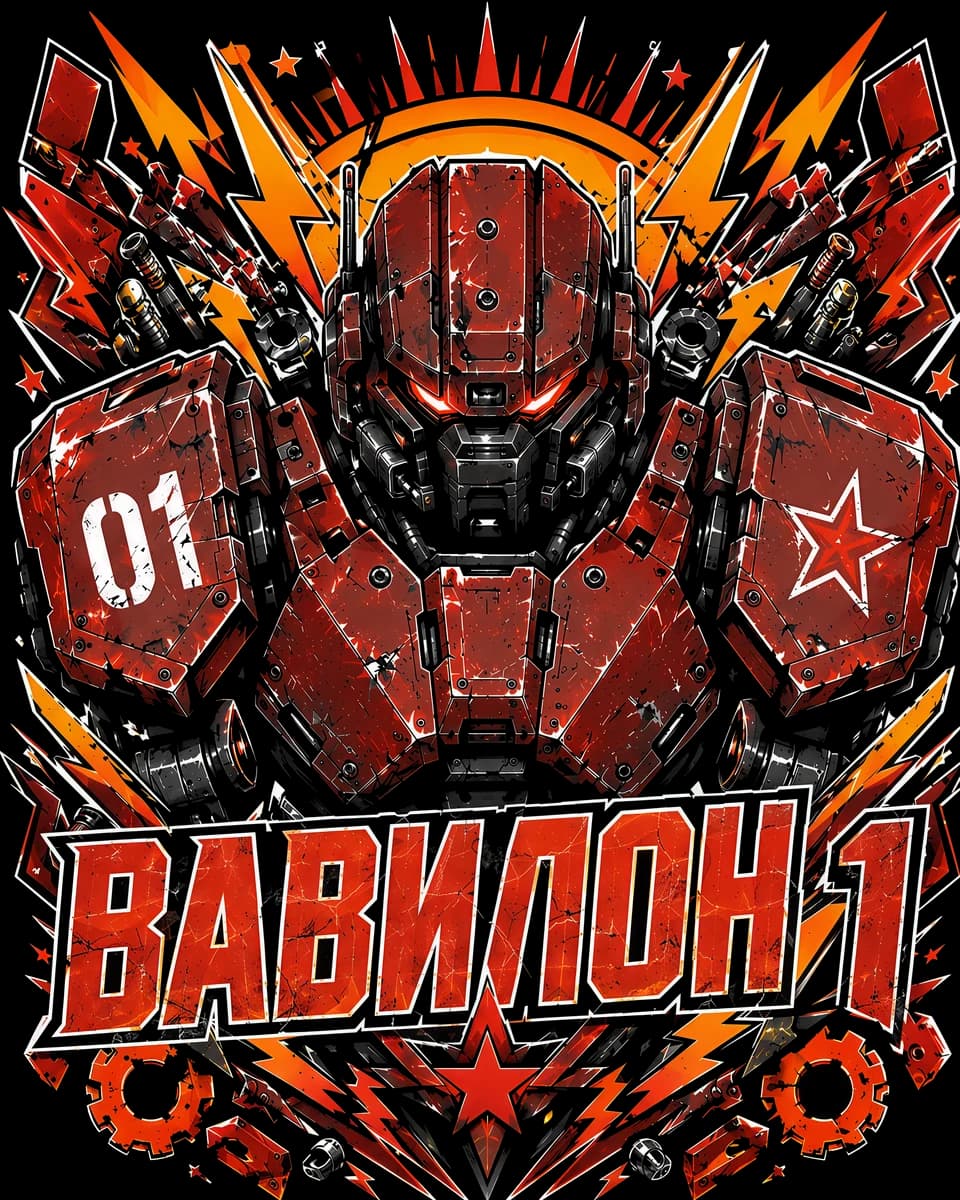 Красный боевой робот — деталь принта